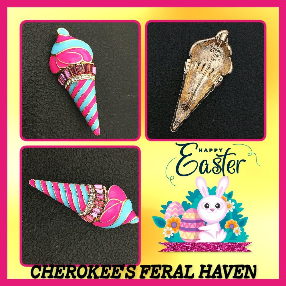 Betsey Johnson Pink/Blue Ice Cream Brooch